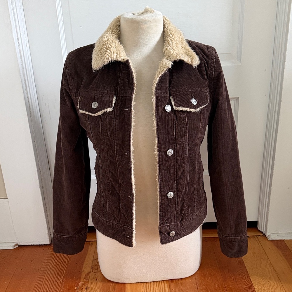 Gap Brown Corduroy Faux Fur Lined Vintage‎ Jacket XS